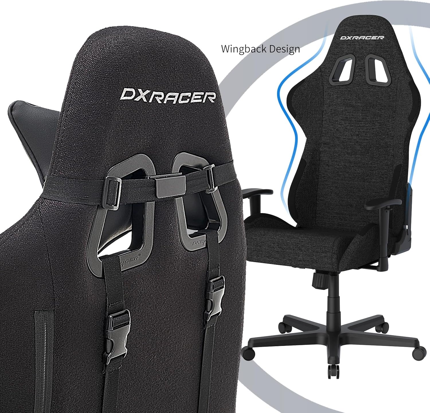 DXRacer Formula Gaming Chair - Ergonomic Chair for Computer and Video Game, Memory Foam Headrest, Lumbar Support, Water-Resistant Fabric, Black