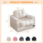 MAXYOYO Kids Bean Bag Chair, Upholstered Bean Bag Sofa Cloud Seat | Boneless Couch with Tufted Cushion & Pillows, Kids Sofa in A Box, No Assembly Required, Beige, Single
