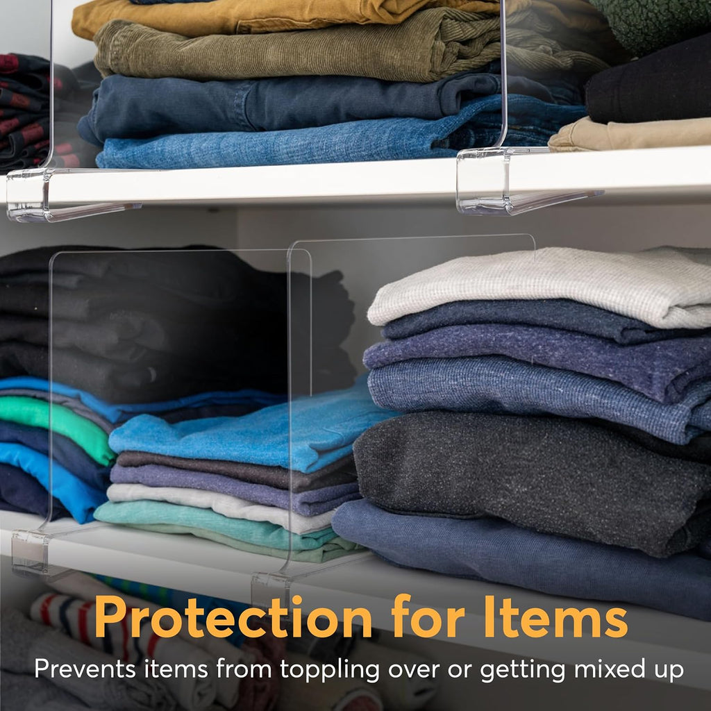 8 Pack Acrylic Shelf Dividers for Closet 11x7.9 Inch – Acrylic Dividers for Shelves Clear Closet Shelf Separators for Purses, Clothes Storage – Vertical Bookshelf Dividers for Bedroom & Kitchen