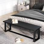 Giantex 56.5" L Wood Dining Bench, Industrial Table Bench w Metal Frame, Adjustable Footpads, 440LBS Load Capacity, Farmhouse Bench for Kitchen, Dining, Living Room, Entryway (Black, Rectangular)