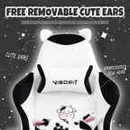 Vigosit Black and White Cow Gaming Chair with Footrest, Ergonomic Cute Gamer Chair for Girls, Comfortable Computer Desk Chair for Adults Teens