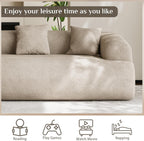 91" Boneless Couch,Cloud Couch,Chenille Curved Sofa with 3 Seater and 3 Pillows, Modern Compression Sofa for Living Room, Bedroom and Apartment, No Assembly Required, Light Brown