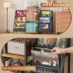 Record Player Stand with Vinyl Storage, Record Player Table with Vinyl Record Storage Up to 280 Albums, Turnta ble Stand with Record Holder Display Shelf, Record Cabinet for Media Stereo Audio