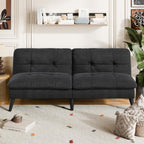 Vongrasig Futon Sofa Bed Velvet Futon Couch with Adjustable Backrest, Small Convertible Folding Sleeper Sofa Bed, Modern Loveseat for Living Room, Bedroom and Small Space, (Black)