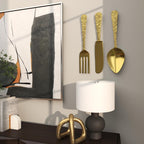 Deco 79 Aluminum Metal Utensils Home Wall Decor Knife, Spoon and Fork Wall Sculpture, Set of 3 Wall Art 6"W, 23"H, Gold