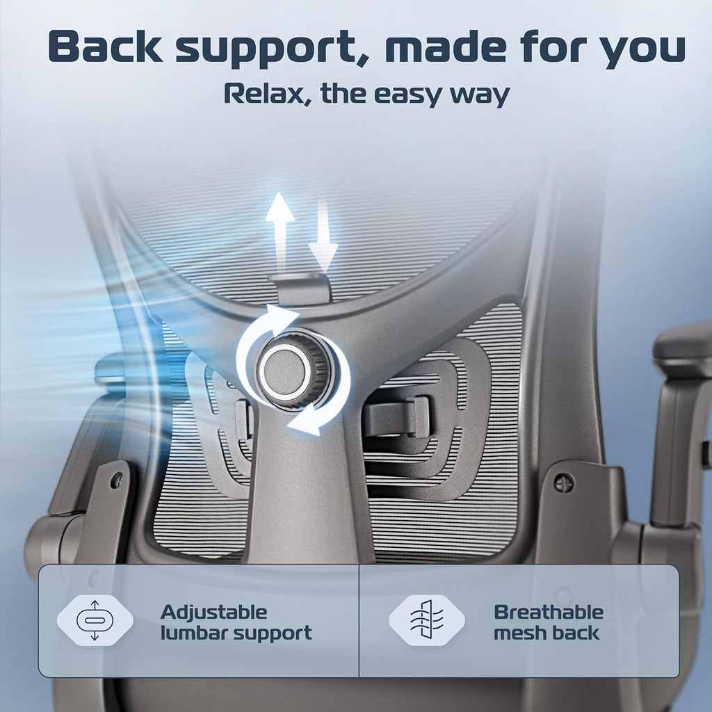 SmartSeat Ergonomic Office Chair Comfy [#1 in Tests] Ergonomic Chair with Breathable Mesh Back | Computer Chair with wheels | Home Office Desk Chair with 3D Headrest | Swivel Chair for 330 lbs