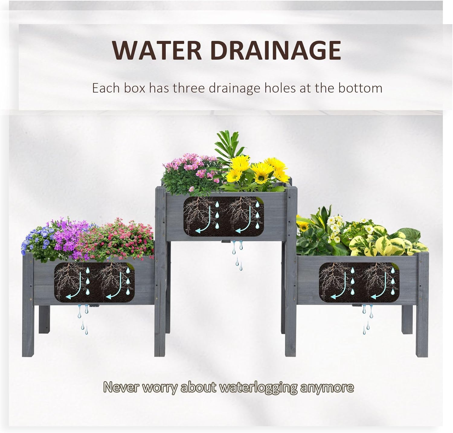 Ergonomic Three-Tier Raised Garden Bed for Vegetables and Herbs