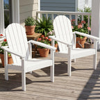 SERWALL Stackable Modern Adirondack Chairs Set of 2, HDPE Outdoor Patio Chairs with Space-Saving Design, All-Weather Fire Pit Chairs with Widened Seat for Deck, Backyard, Garden, Lawn (White)