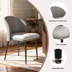 Modern Dining Chairs Set of 4, Faux Leather Upholstered Accent Chair with Metal Legs, Kitchen Side Chair with Comfortable Seat for Dining Room, Living Room, Bedroom, Light Grey