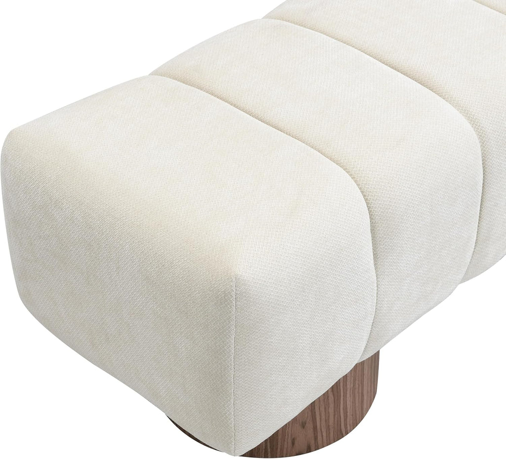 Christopher Knight Home Manila 50" Chenille Fabric Dining Bench for 2 People, Upholstery Ottoman Bench, End of Bed Footstool, Living Room Sofa Extra Seat/Footrest, No Assembly Needed, Light Beige