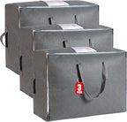 105L Extra Large Storage Bags for Blankets, King Comforters, Bedding, Clothes, Pillows, Sheets - Closet Organizers and Storage with 4 Handles & Clear Window, Foldable & Breathable (Grey, 3pack)