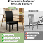 LSSPAID Dining Chairs Set of 2, PU Leather Upholstered Dining Room Chairs with Nailhead Trim and Solid Wood Legs for Home and Kitchen, Black