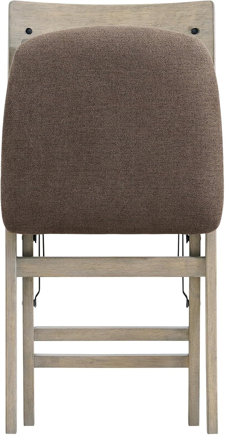 Stakmore Comfort Curve Wood Folding Chairs Set of 2, Padded Upholstered Seat, Solid Hardwood Dining & Card Table Chairs, Space Saving, No Assembly, Driftwood Frame with Bravado Aztec Fabric