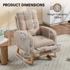 Nursery Rocking Chair, Teddy Boucle Upholstered Glider Rocker with Adjustable Footrest, High Back Rocker with Side Pockets, Comfy Accent Reading Chair for Living Room (Brown)