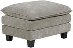 Lexicon Chenille Upholstered Rectangle Ottoman, Foot Stool, Black Faux Wood Feet, Durable Frame, Large Padded, Modular Sectional Couch Add Ons for Living Room, Bedroom, Assembly Required, Dark Pewter