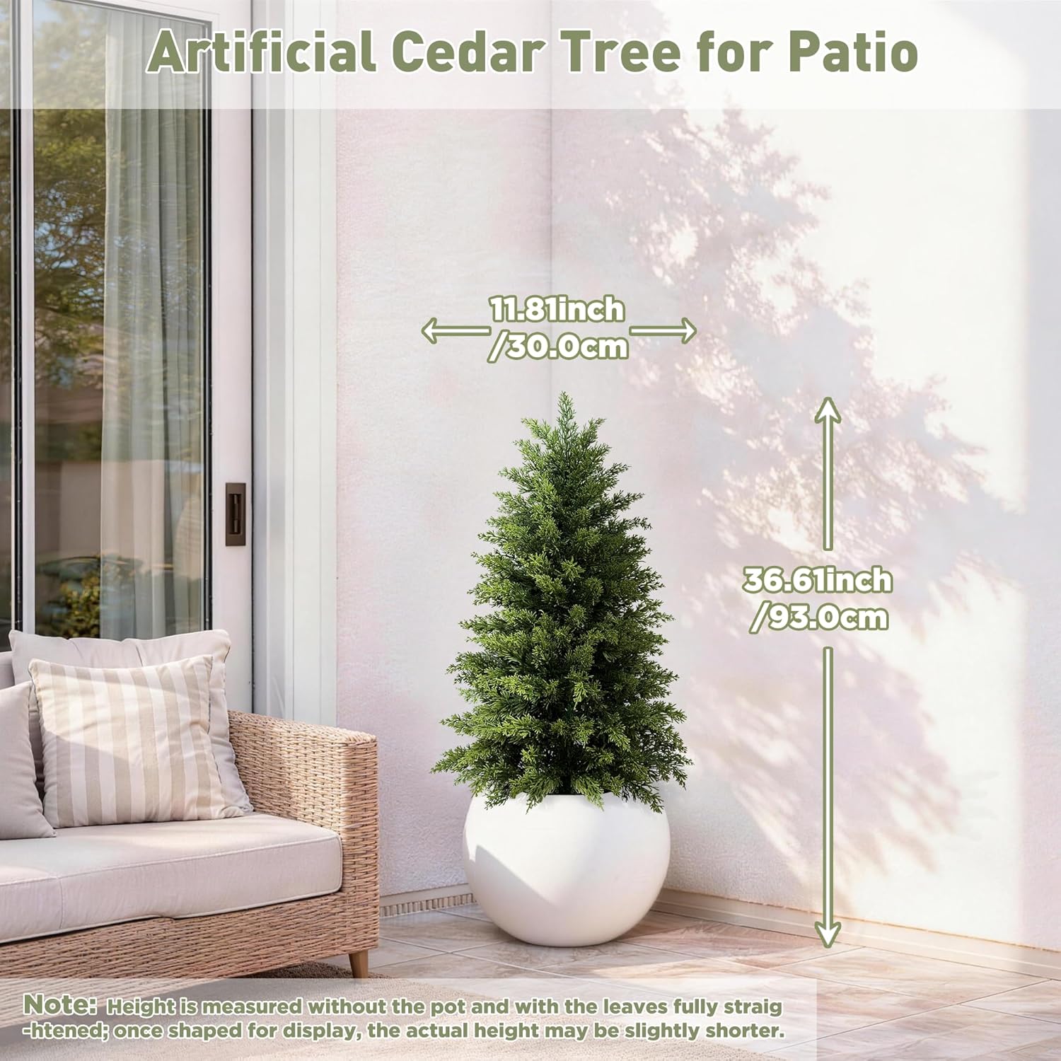 Mavis's Diary 3ft Artificial Cedar Topiary Tree, Set of 2 Realistic Faux Evergreen Shrub Plant in Planter, Indoor Outdoor Fake Cedar Tree for Front Porch, Entryway, Office & Home Decor