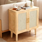 ITEFDTUTNE Rattan Cabinet, Buffet Storage Cabinet Sideboard with 2 Doors & Solid Wood Feet, for Hallway, Entryway, Living Room,or Kitchen