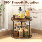 LAMU 9'' Wood Lazy Susan Turntable Organizer for Cabinet, 2 Tier Lazy Susan Spice Rack Organizer for Kitchen, Table Top, Countertop, Pantry, Medicine Organizer