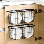 FAMNONE 2 Pack Adhesive Cabinet Door Organizer – 5.9” Deep Lid Organizer for Cabinet, No Drill Wall Mounted Storage Box for Pantry Door, Kitchen & Bathroom Space Saving Organizer