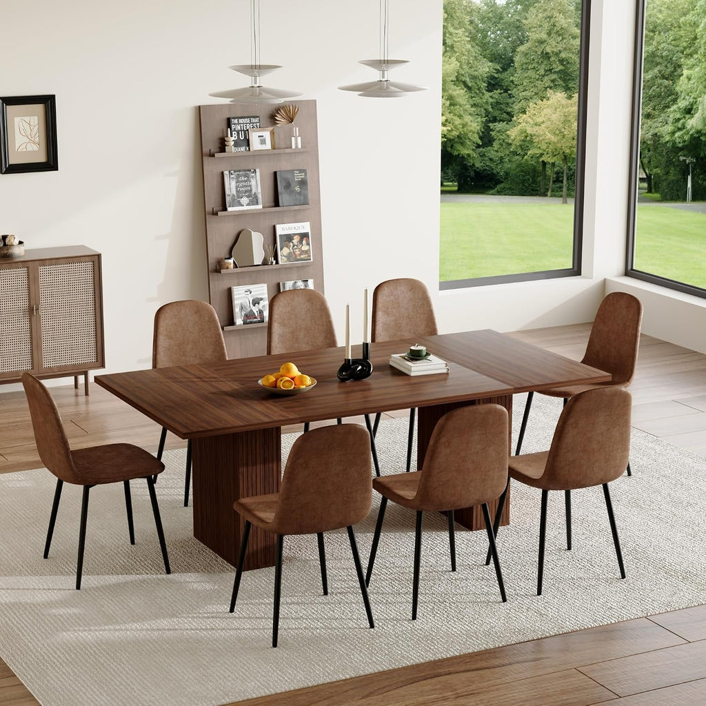 79" Wood Dining Table, Walnut Brown Wood Grain