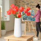 D'vine Dev 11 Inch Ceramic Flower Vase Textured Finishing, Minimalist Design for Kitchen, Bedroom, Living Room, Centerpieces, Office, Speckled Porcelain, VS-XH-G-2