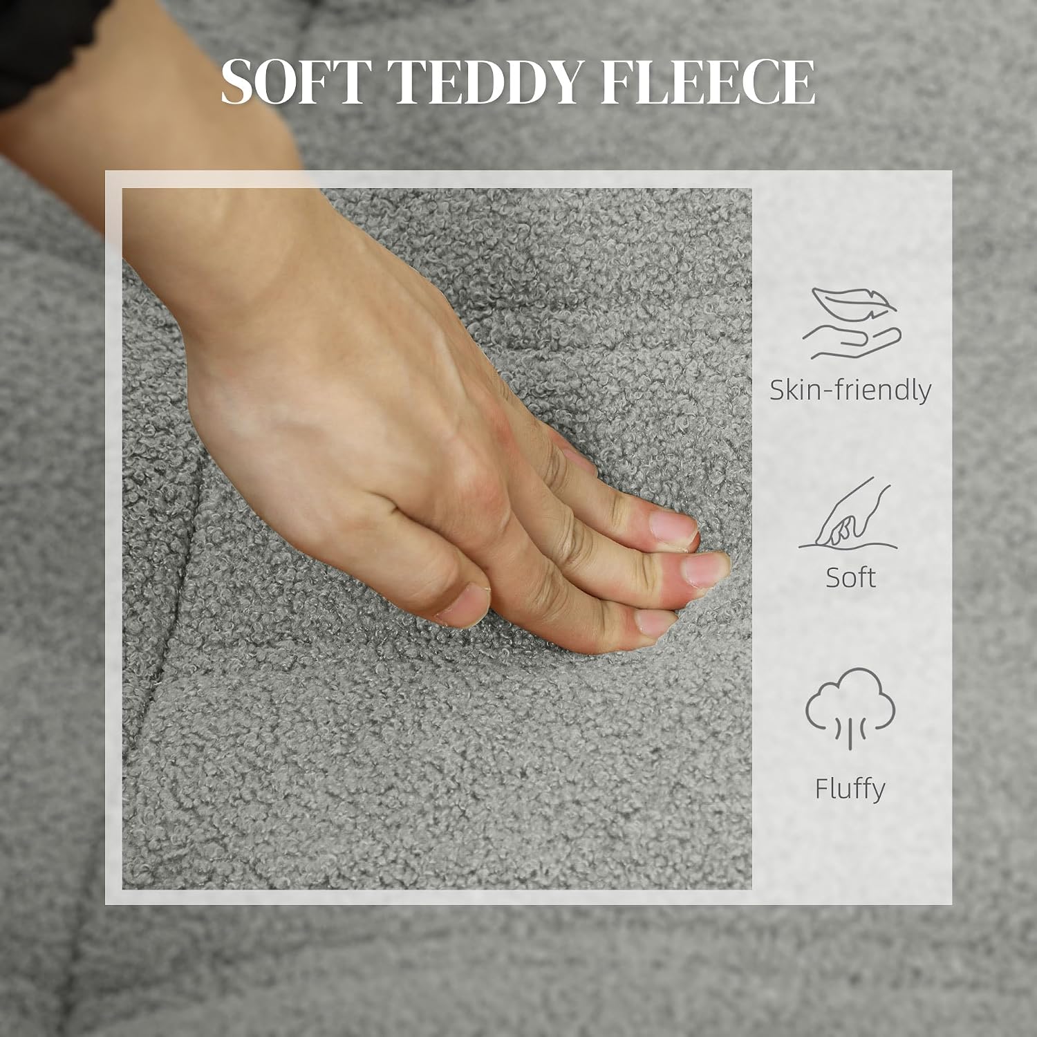 HOMCOM Bean Bag Chair for Adults, Giant Fireside Chair, Light Gray | Lazy Sofa, Bean Bag Sofa, High Density Comfortable Foam, Living Room, Bedroom