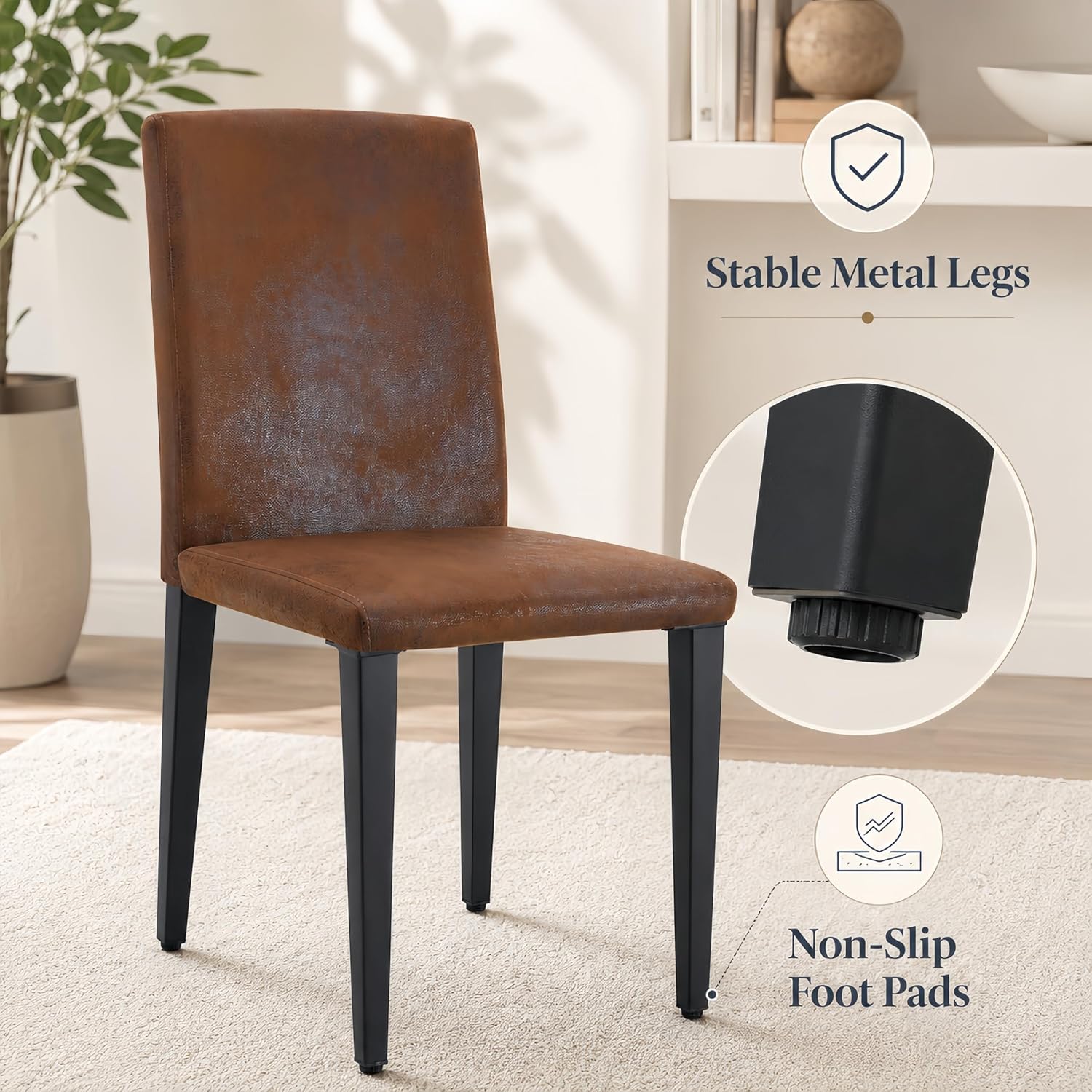 63"-79" Expandable Dining Table Set for 8, Wood Rectangle Dining Table and 8 Brown Faux Suede Chairs, Suitable for Home,Kitchen Dining Room,Farmhouse