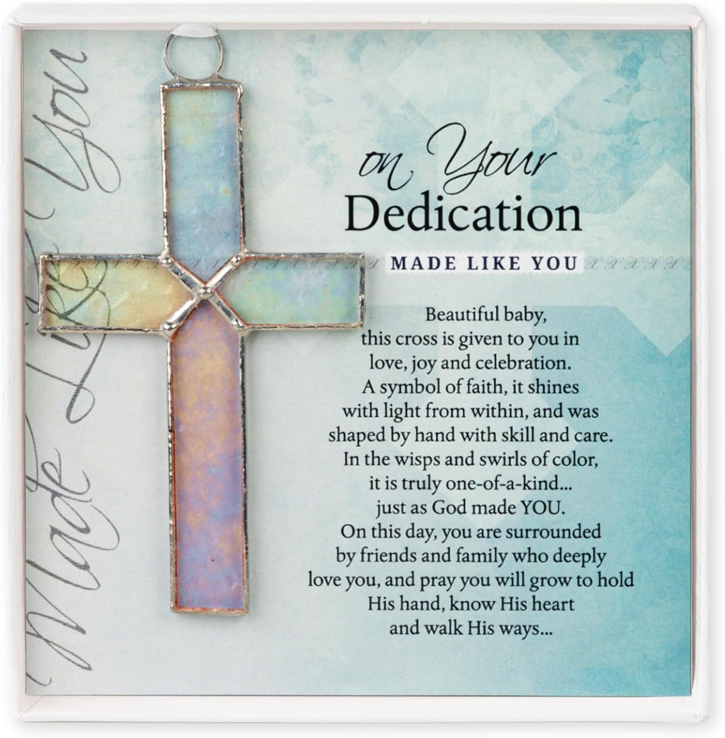 The Grandparent Gift Co. Handmade USA Glass Cross - Perfect Baby Dedication Gift/Keepsake (Stained Glass Clear)