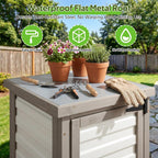 Small Outdoor Storage Cabinet with Metal Top, 2-Tier Patio Potting Bench & Garden Tool Organizer, Adjustable Shelf Corner Storage Cabinet for Balcony Backyard Porch