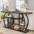 63” Industrial Console Table with 4-Tier Display Shelves, Narrow Long Sofa Table Behind Couch, Entryway/Hallway/Foyer Accent Table with Metal Frame for Living Room (Gray) (Grey)