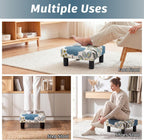 Joveco Small Foot Rest Stool Ottoman, Square Upholstered Fabric Footstool for Couch, Under Desk, Office, Living Room, Blue Floral