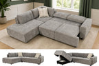 THSUPER 104'' L Shaped Sectional Sleeper Couch with Storage Chaise, Chenille Sectional Sofa with Pull Out Bed and Storage Loveseat, 4 Seater Comfy Couches for Living Room (Light Grey)