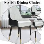 AF ARTISAN FURNITURE Black White Dining Chairs Set of 2 with High Backs Mid Century Modern Kitchen Dining Room Chairs PU Faux Leather Upholstered Large Padded Accent Chair with Legs