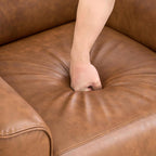Power Recliner Chair Swivel Glider Upholstered Faux Leather Nursery Rocker Reclining Sofa Chair with Charging Port, Curved Armrests & Padded Backrest for Living Room and Bedroom (Brown)