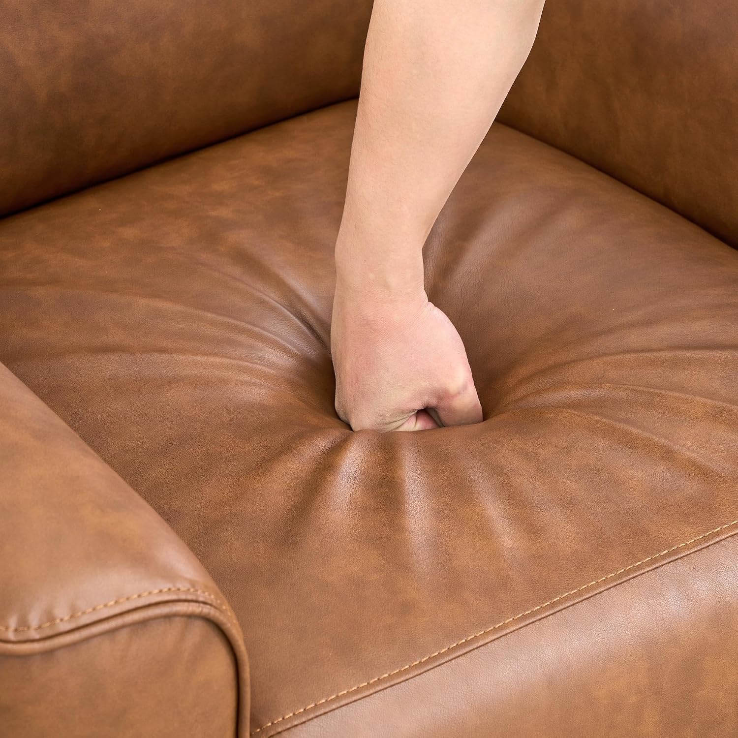 Power Recliner Chair Swivel Glider Upholstered Faux Leather Nursery Rocker Reclining Sofa Chair with Charging Port, Curved Armrests & Padded Backrest for Living Room and Bedroom (Brown)