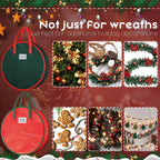 Criusia Wreath Storage Container, 2 Pack Christmas Wreath Storage Bag with Sturdy Handle, Two-way Zipper,Durable Wreath Storage Organizer Box for Holiday Decoration (Green, 36"x8")