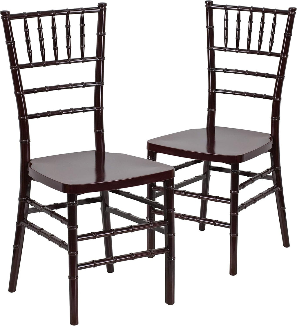 Flash Furniture 2 Pack HERCULES PREMIUM Series Mahogany Resin Stacking Chiavari Chair