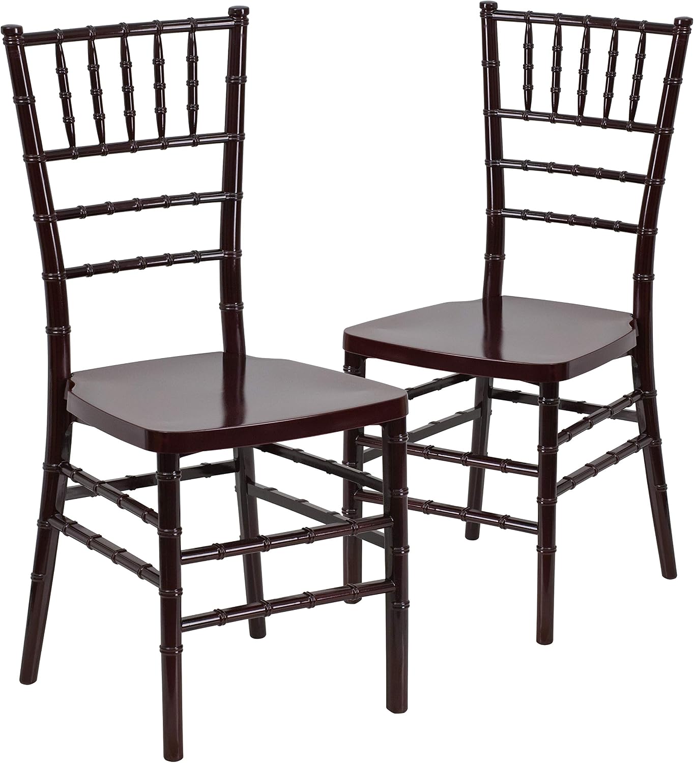 Flash Furniture 2 Pack HERCULES PREMIUM Series Mahogany Resin Stacking Chiavari Chair