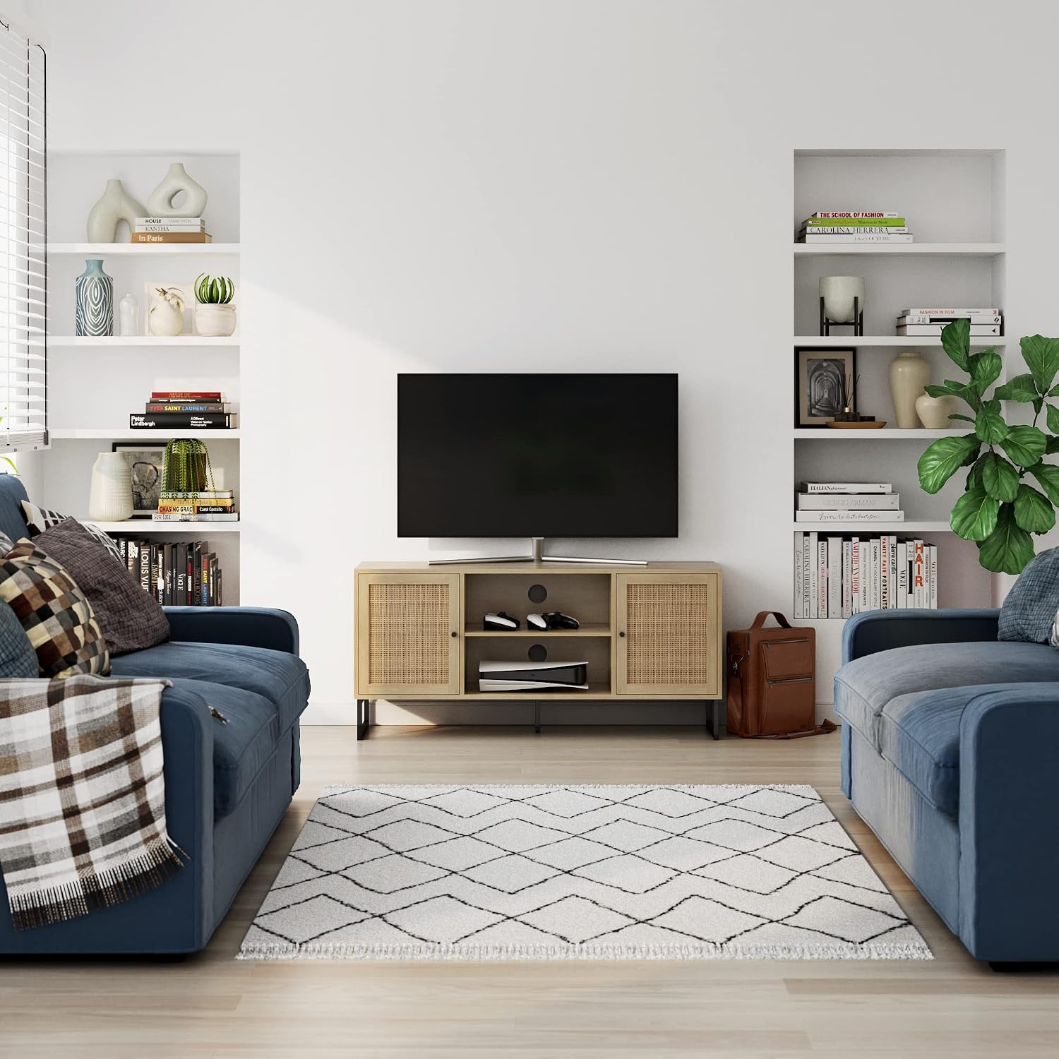 Nathan James Kendall Round Nesting Coffee Set of 2, Light Brown & 74101 Mina Modern TV Stand, Oak Wood Finish, Oak/Black
