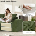 80" Sectional Couches for Living Room,Customizable Boneless Couch, Convertible Modular Sectional Sofa Bed, Plush Corduory Sleeper Sofa, Folding Futon L Shaped Couch No Assembly(Green)