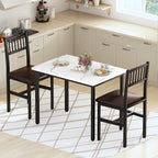 AWQM 3 Piece Dining Table Set for 2, Small Kitchen Table Set for 2 with Chairs,Wood Breakfast Nook Table and Chairs Set of 2,Dinette Set for Small Space,Dining Room,Apartment, White