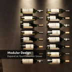 xympo Wall Mounted Wine Rack Set – 6-Piece Aluminum Bottle Holders with Non-Slip Cork Pads for Secure Storage