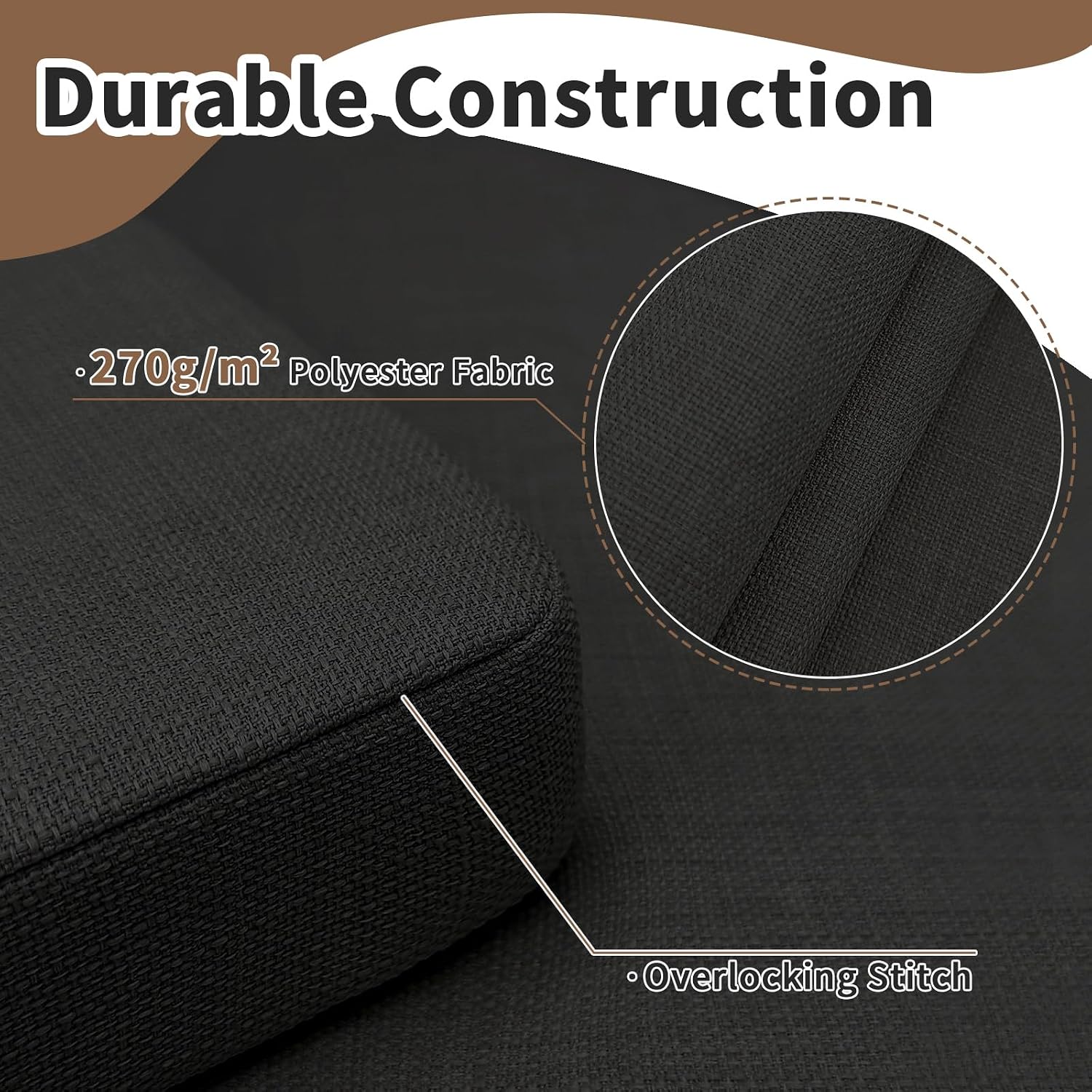 Chair Cushions for Dining Chairs 2 Pack 35D High-Density Foam Seat Cushions for Kitchen Chairs with Ties Non Slip and Removable Cover Chair Pads 16.5" x 16.5" x 2" (Black)