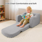 Airpanda Cozy Kids Sofa Chair, 2-in-1 Fold-Out Kids Couch for 3-7 Years Old Girls and Boys, Convertible Soft Children's Sofa, Removable Washable Cover,Light Grey