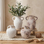 Ceramic Vases Set of 2, Flower Vase Bud Vases Small Vase for Pampas Grass Home Decor Modern Boho Living Room Bathroom Office Coffee Desk Fireplace Centerpieces Gift for Mother, Wife
