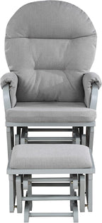 Suite Bebe Maya Glider and Ottoman in Gray Wood and Oyster Gray Fabric