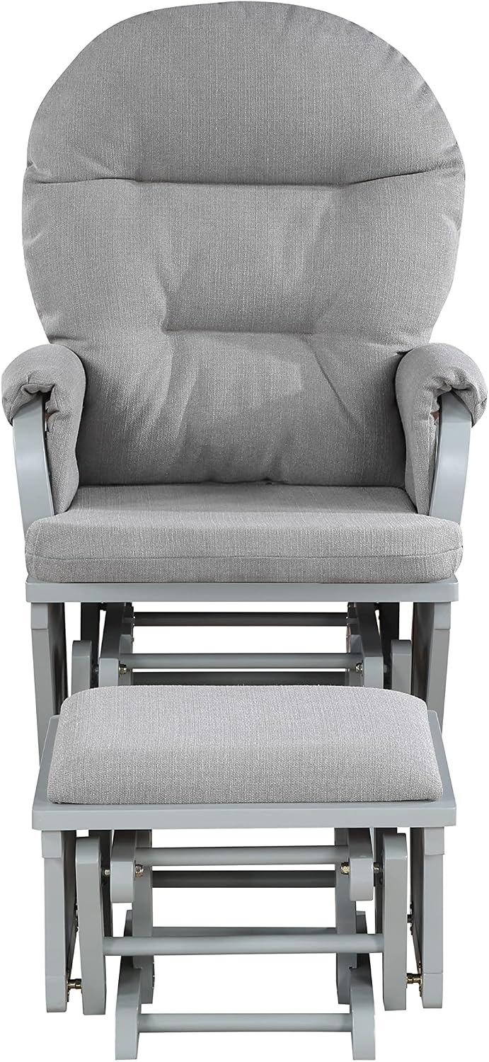 Suite Bebe Maya Glider and Ottoman in Gray Wood and Oyster Gray Fabric