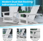 EMMA + OLIVER Harmon Adirondack Rocking Chair - White Poly Resin - Suitable for Indoor/Outdoor Use - All Weather Materials - Easy Assembly - 350 lb. Weight Capacity