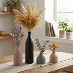 Dandat Brown Ceramic Vase Set of 4, Modern Ceramic Vases Neutral Colors Farmhouse Table Centerpiece for Dried Flowers, Living Room, Kitchen, Bedroom