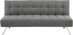 OSP Home Furnishings Sawyer Convertible Futon Sofa with Easy Lift and Stainless Steel Legs, Grey Fabric